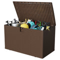 Ataucjin 120 Gal Deck Box, Weather-Resistant Outdoor Storage Box, Lockable Plastic Deck Box with Lid, Lockable Storage Bin with Built-in Handle for Patio Furniture, Pool Accessories, Gardening Tool