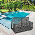 Ataucjin Poolside Float Storage, Outdoor Storage, Patio Basket, Storage Box, PE Rattan Outdoor Pool Caddy with Rolling Wheels for Floaties, Patio, Pool, Beach-Sturdy & Movable, Diamond Gray