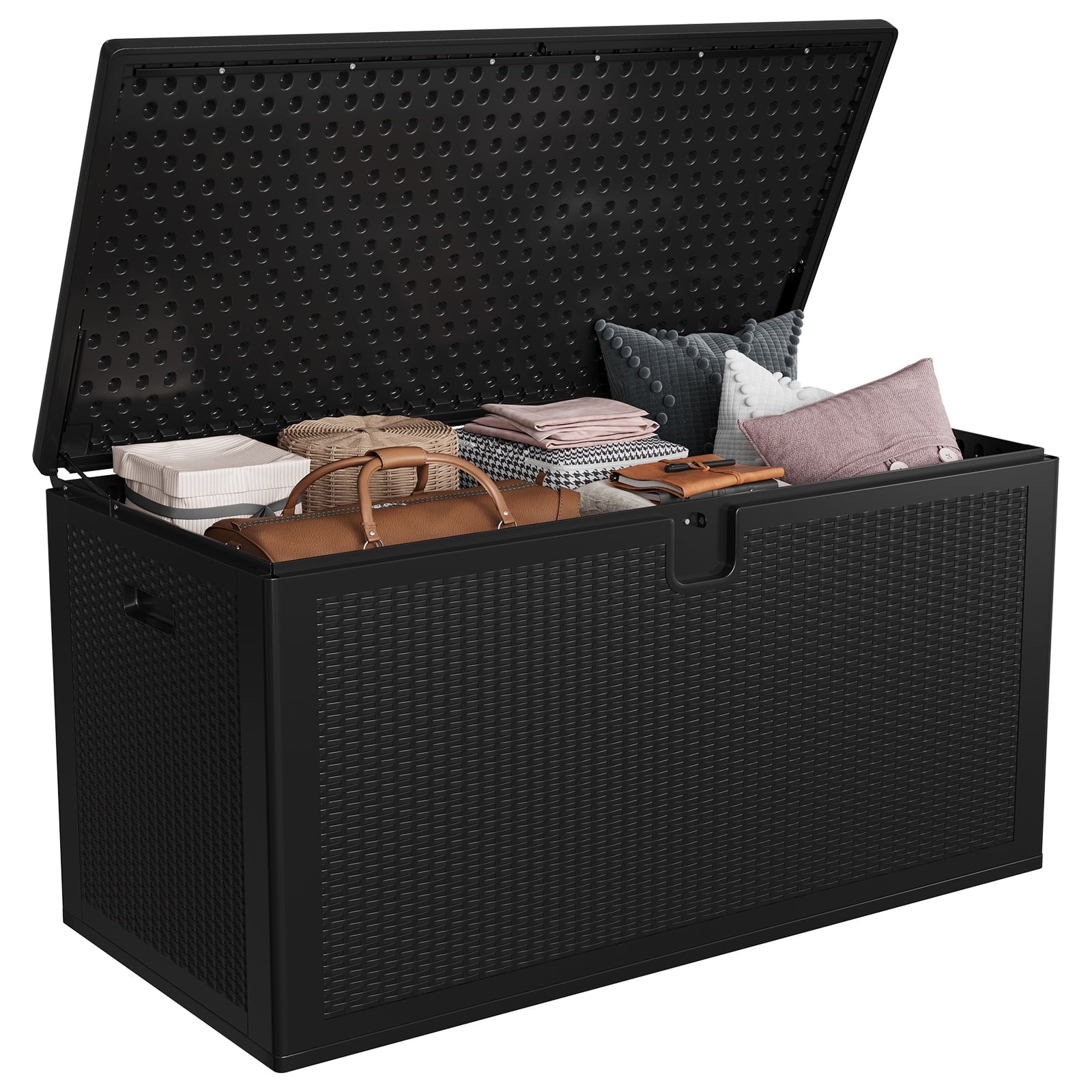 Ataujin 150 Gallon Outdoor Storage Box, Weather-Resistant Outdoor Storage Box with Lid, Large Resin Deck Box with Hydraulic Air Rod, Weatherproof & Lockable for Patio Cushions, Garden Tools