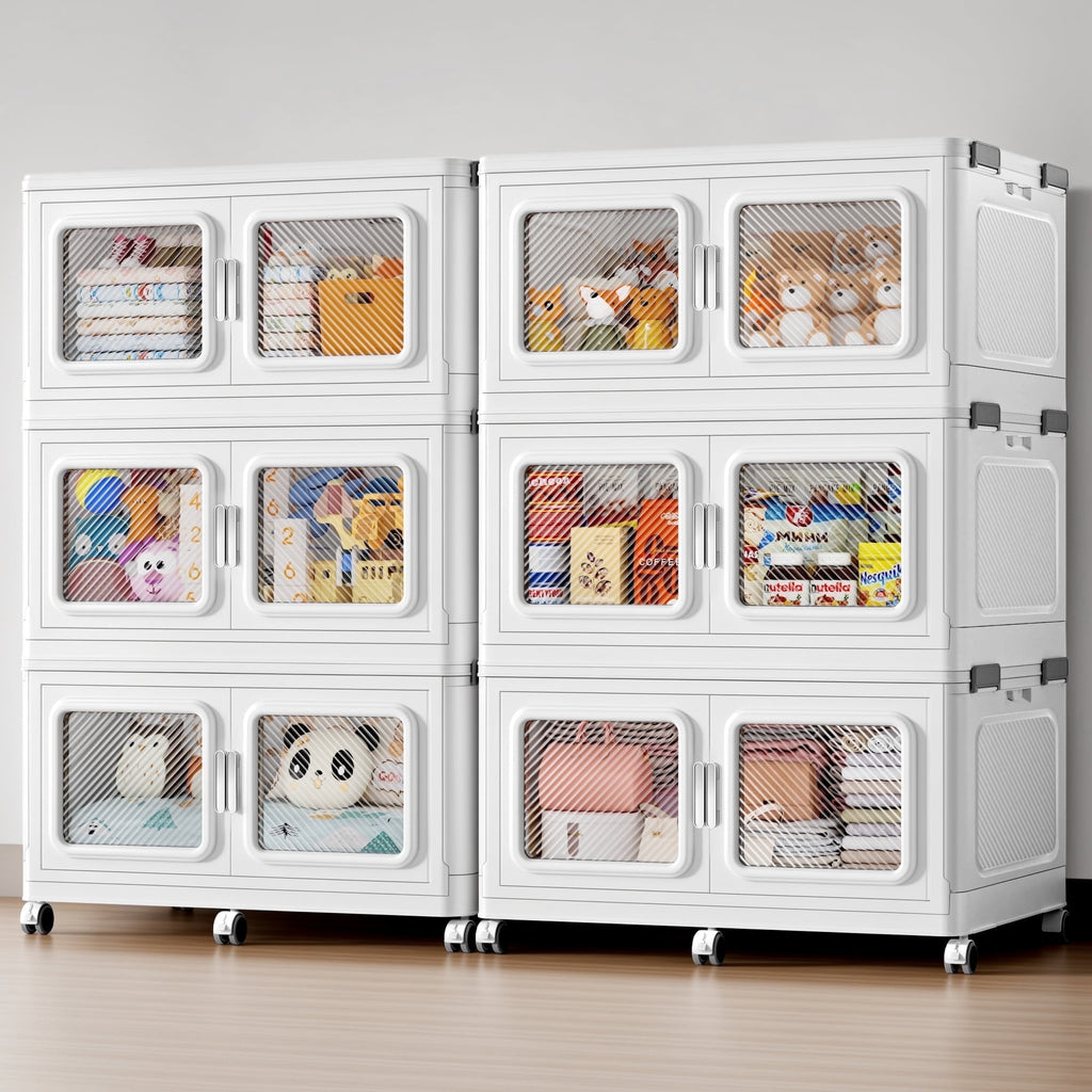 BROVIEW 1320QT Stackable Storage Bins Set 330Gal Storage Box - White, Large Capacity with Wheels, Ideal for Home & Garage