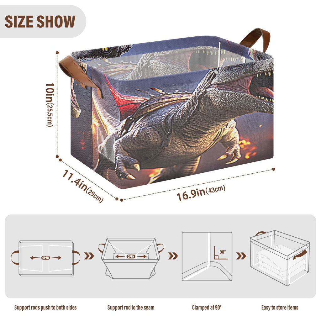 BZSMCE Collapsible Fabric Cube Storage Bins Cartoon Of Dinosaur Design Pattern Storage Box