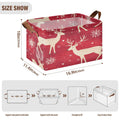 BZSMCE Collapsible Fabric Cube Storage Bins Gold Reindeer and Snowflake Adorable Snowman Design Pattern Storage Box
