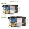 BZSMCE Under Bed Storage Bags With Reinforced Handles Cat Among Flowers under Stars Underbed Storage