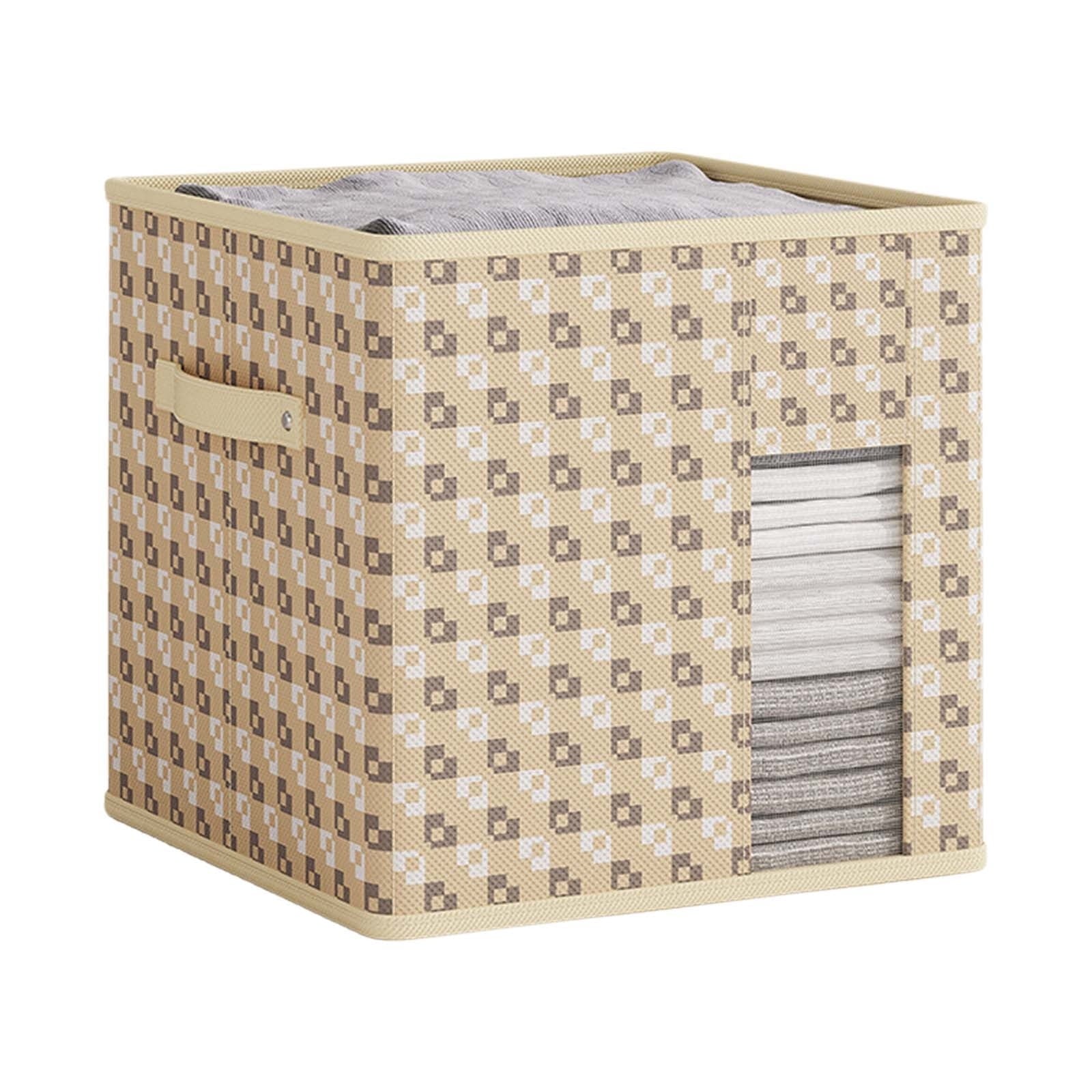 Beige Fabric Storage Box, Collapsible Organizer With Non-Woven Fabric And Cardboard Frame, 30X30X30Cm For Clothing, Toys, Books And Home Organization, 11.8X11.8X11.8In