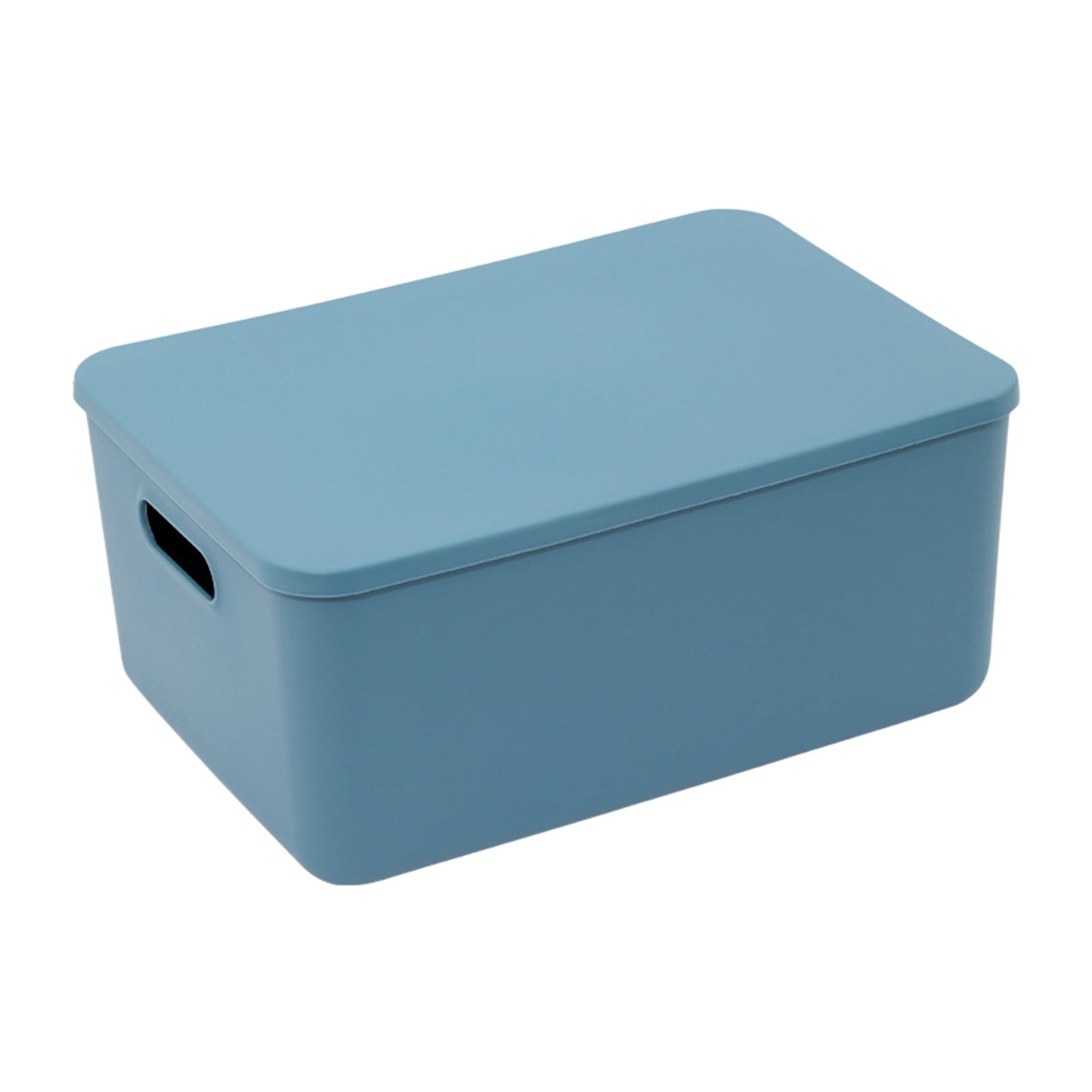 Blue L Thickened Plastic Folding Storage Box, Large Capacity Organizer With Transparent Lid For Quilts, Toys, Home Storage, 13.5X9.45X6.3In 1.26Lb