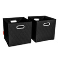 FH Group JIAessentials Set of 2 Collapsible Foldable Diamond Pattern Faux Leather Cube Storage Bins 11 inch w Dual Handles for Shelves, Organizers & More Small