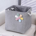 Foldable Fabric Storage Bin with Handles, Collapsible Storage Cube for Toys Clothing, Sturdy Canvas Organizer Basket for Nursery Closet Living Room, 13 Inch, Grey
