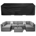 GARPROVM 124" x 63" x 29" Black Patio Furniture Set Cover, Waterproof