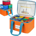 HBK Magnetic Tile Storage Bags, 4 Pack Toy Organizer Totes for Building Blocks and Puzzles, Portable Travel Cases with Handles and Label Pockets