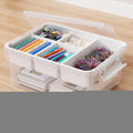 HOMETUK 20Qt Stackable Storage Bin with Lid & Tray, Clear Plastic Latching Box Organizer with Divider Portable 5Gal Container for Arts & Crafts, Home and Car Trunk Organization, 1Pack