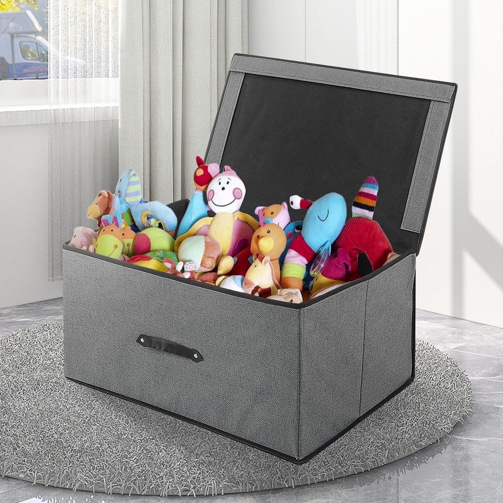 Honeier Toy Storage Collapsible Toy Box with Lid 24 x16 x12 inches Large Toy Chest Organizer for kids Clothes Storage Bin, Pink