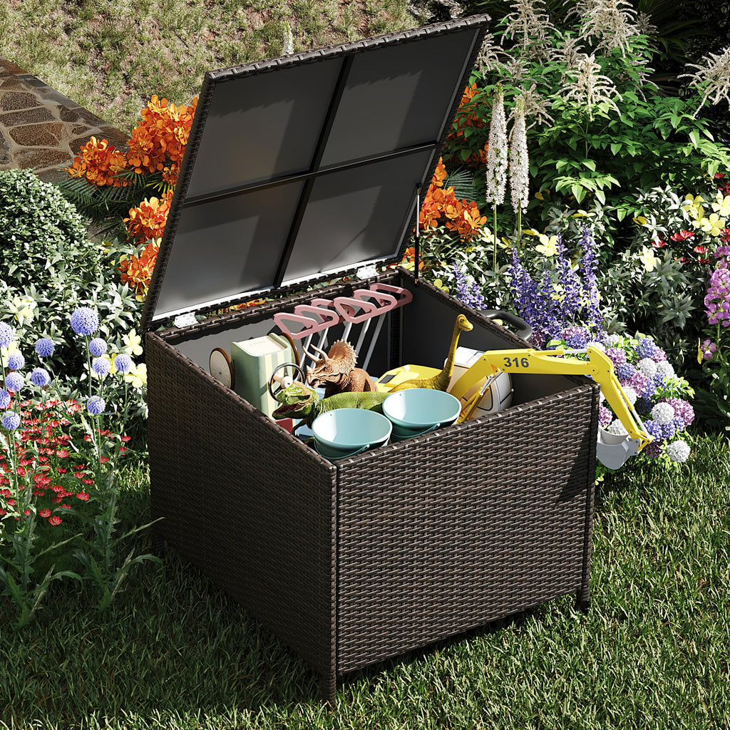 Huloretions Outdoor Patio Storage Box,80 Gallon Deck Box,Waterproof and Weather-resistant,Backyard Storage Bin for Garden Tools,Patio Furniture,Pool Supplies and Cushions