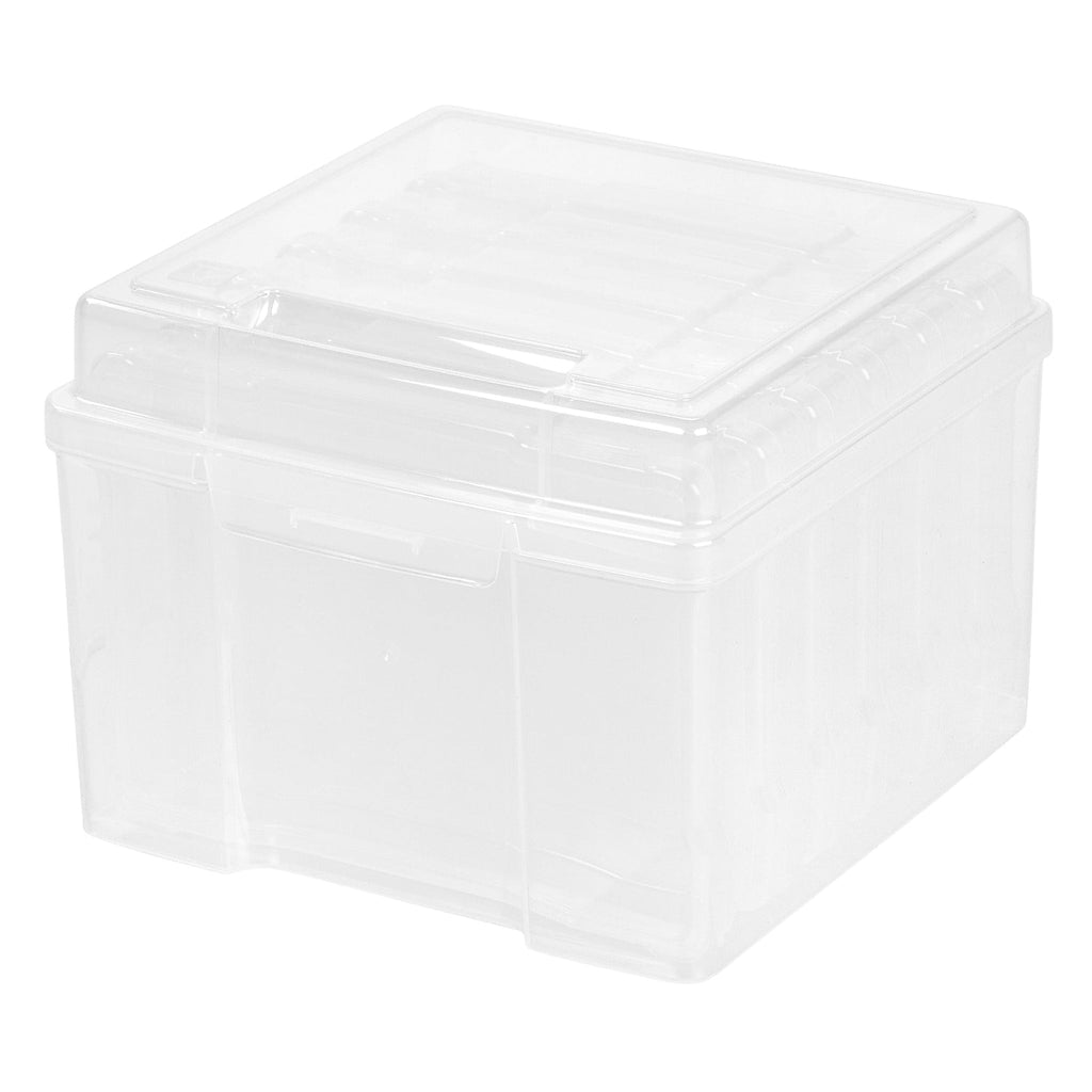 IRIS USA 5" x 7" Photo Storage Box with 6 cases, Craft Organizers and Storage Cases for Pictures, Cards, Clear