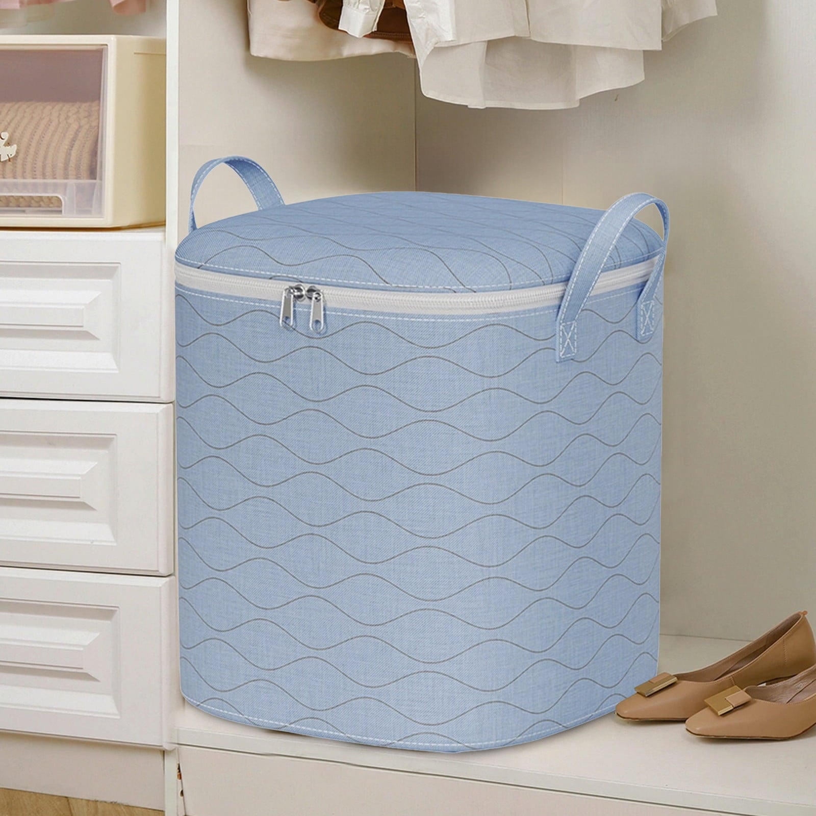 Large Capacity Fabric Storage Bag with Clear Window & Reinforced Handle for Clothes, Blankets, Comforters, Bedding | Foldable Closet Organizer Bin Under Bed Container