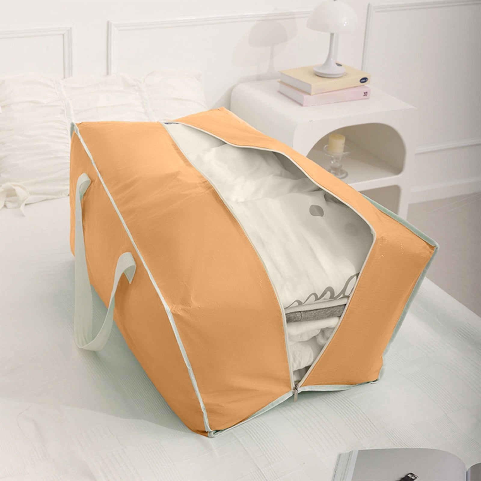 2-Pack Rolling Underbed Storage Box with Clear Lid, Fabric Underbed Storage with Wheels, Large Capacity Striped Organizer for Bedroom Dorm Closet