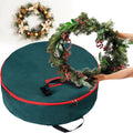 Oxford Christmas Wreath Storage Container 24 Inch, Wreath Bag for Artificial Wreaths, Waterproof Fabric, Dual Zippered Wreaths Storage Bag with Strong Durable Handles