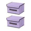 Purple Foldable Fabric Storage Box With Lid And Polyester Material For Clothing Organizer, Home Decluttering, Daily Use 14.17X9.84X9.06In 2Pc