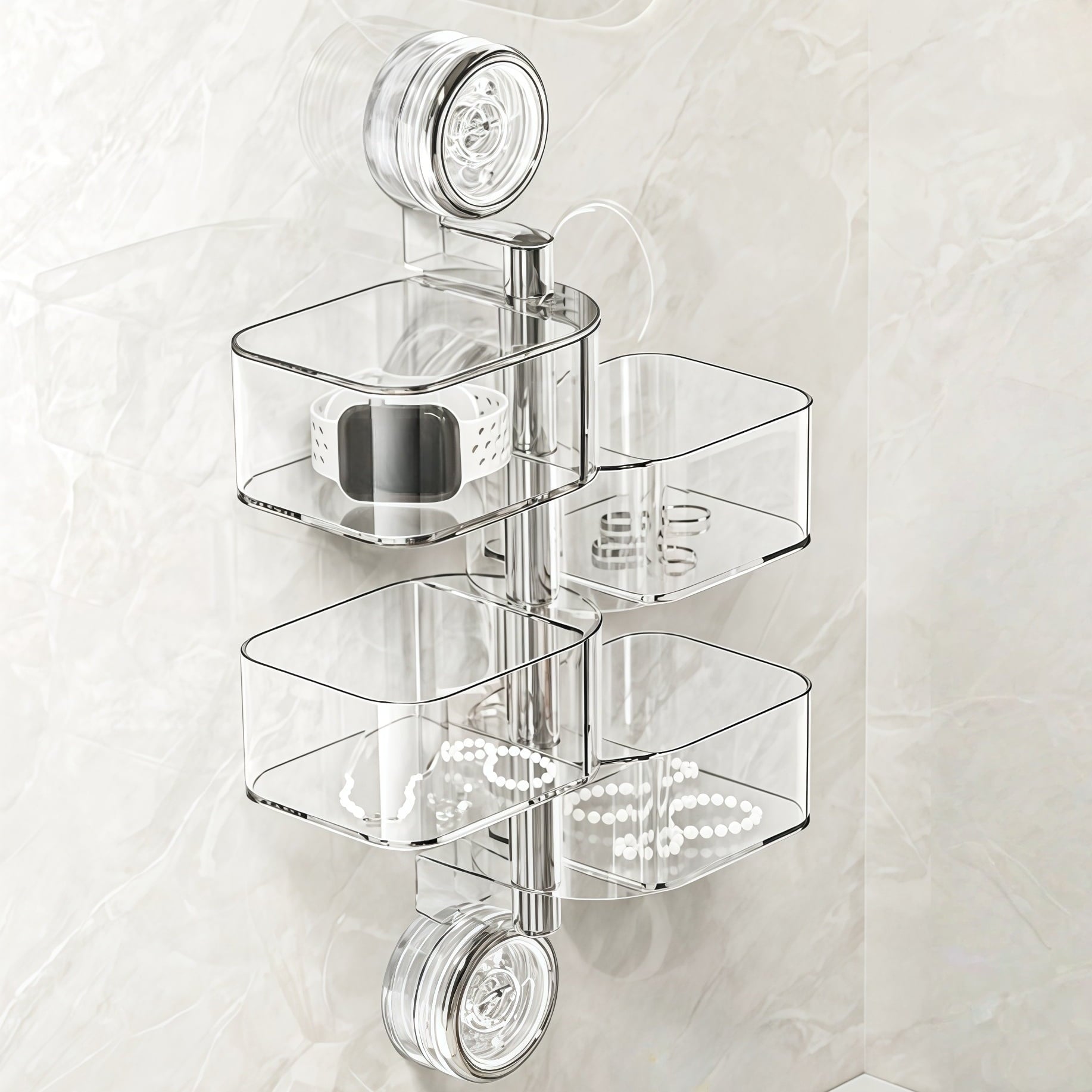 Rotating Suction Cup Jewelry Organizer Storage Box Durable Design Portable