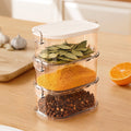 Spice Organizer with Dividers, Clear Plastic Airtight Storage Container Box for Kitchen Counter Cabinet, Portable with Handle and Non-Slip Feet