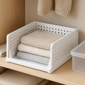 Stackable Storage Drawers with Slide Rail, Hard Plastic Closet Organizer Bins, Waterproof Drawer Organizers for Wardrobe Cabinet Shelf, White