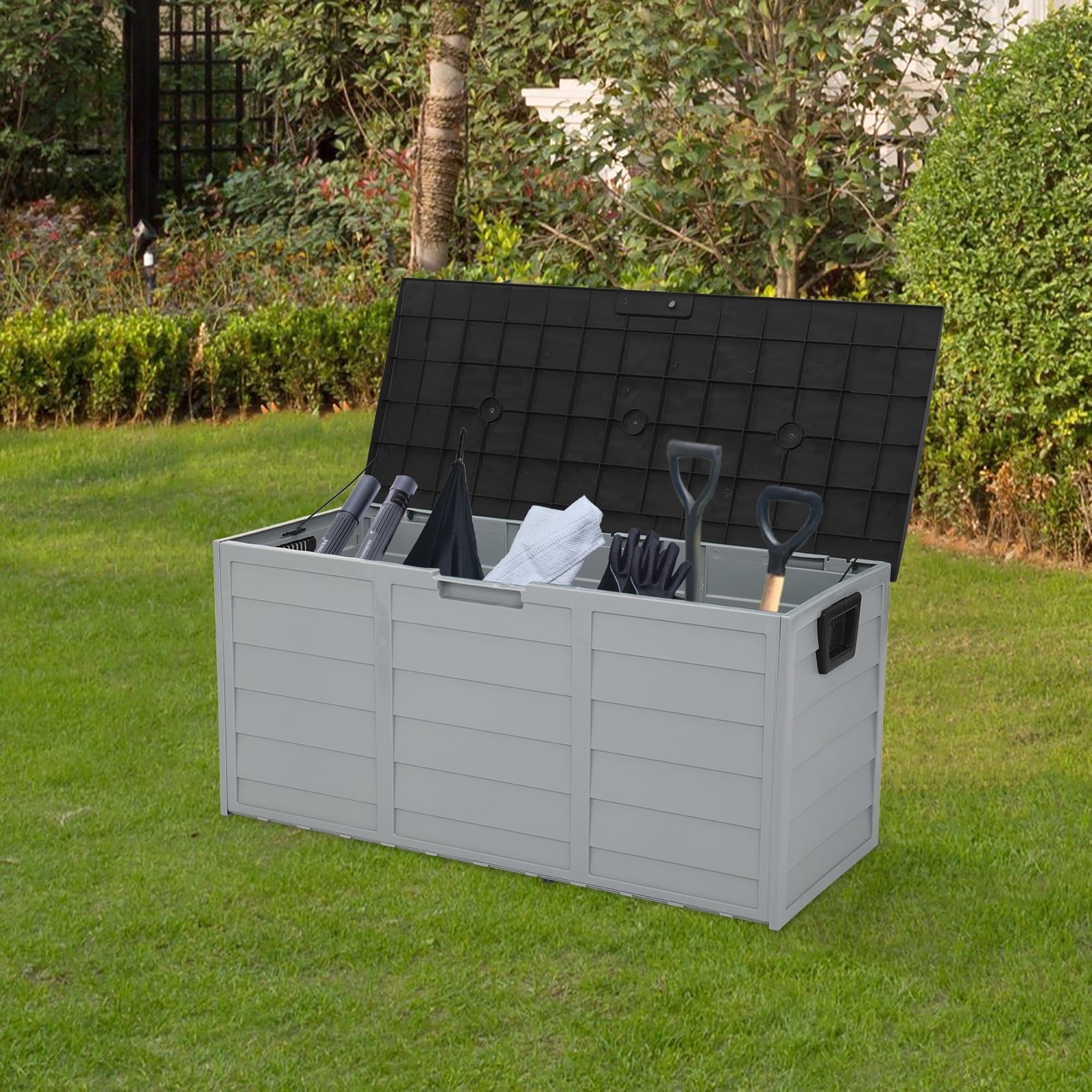 Storage Deck Box Chest Tools Cushions Toys Lockable Seat for Outdoor Garden, 75gal 260L