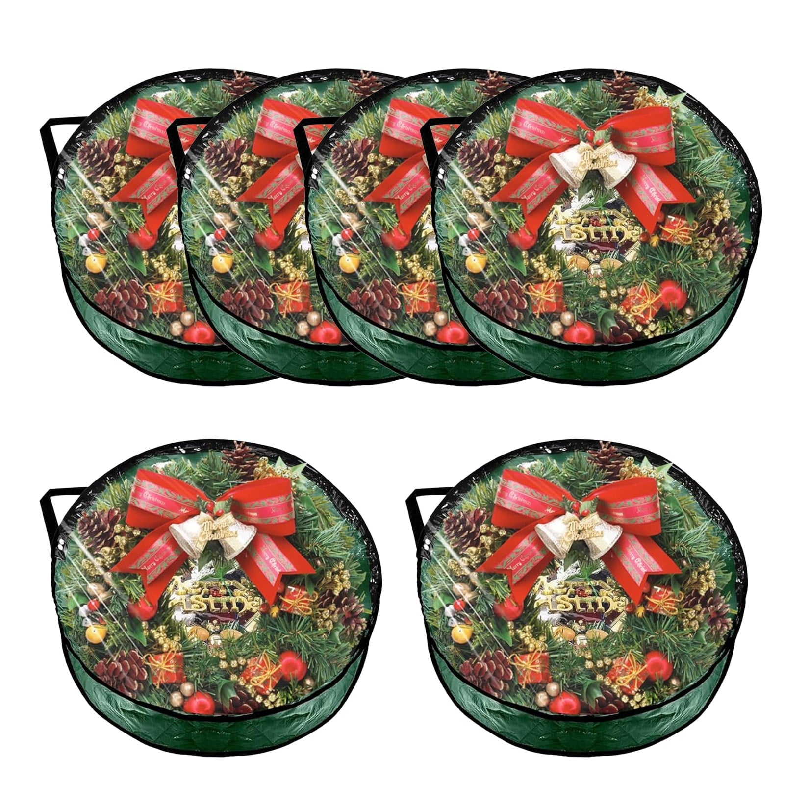 Studyset 6Pcs Wreath Storage Container, Waterproof Christmas Wreath Storage Bag with Handles & Zippers, 30" Premium Wreaths Storage Organizer Box for Xmas and Seasonal Decorations
