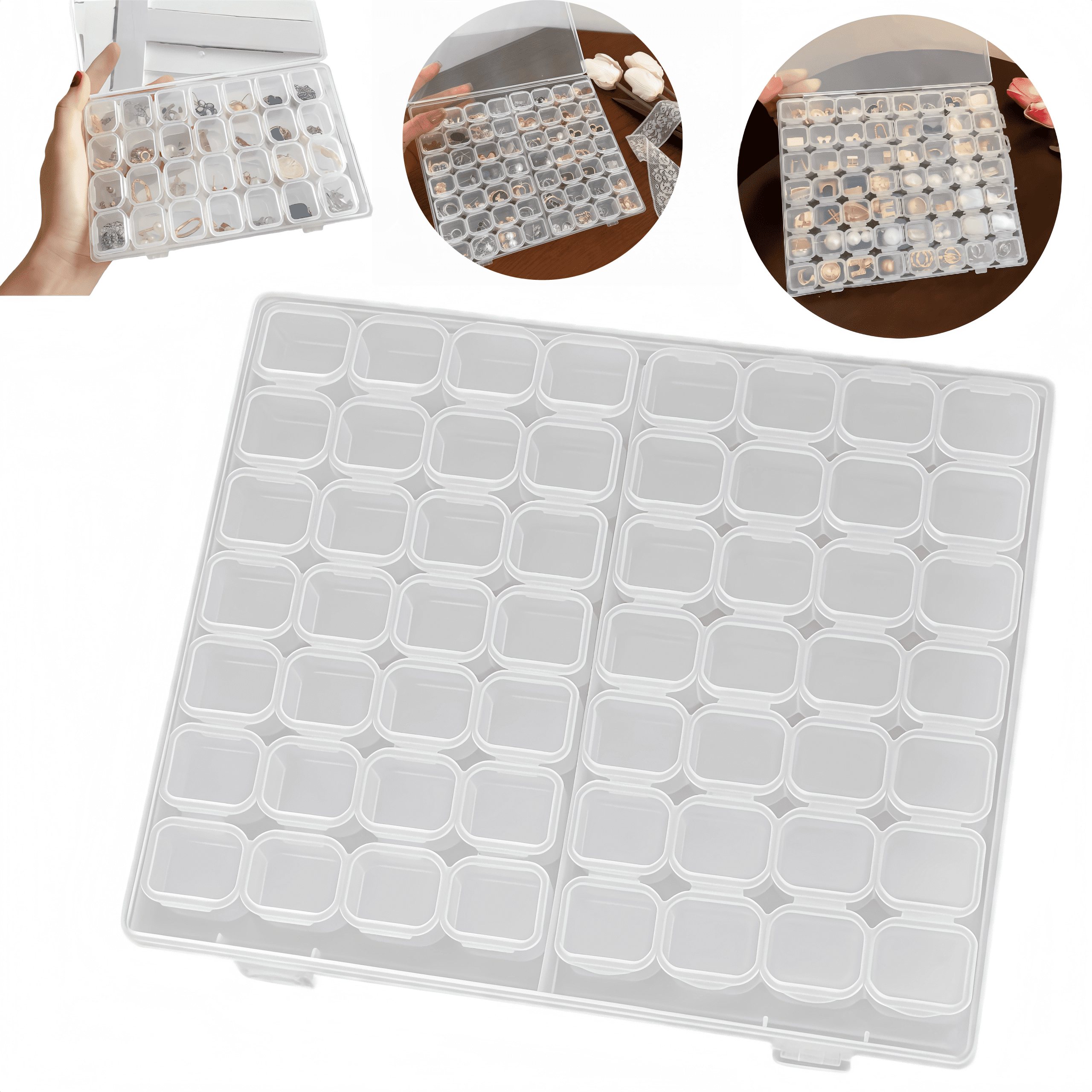 Transparent Storage Small Box, Portable Jewelry Storage Box with 56 Grids anti-oxidation