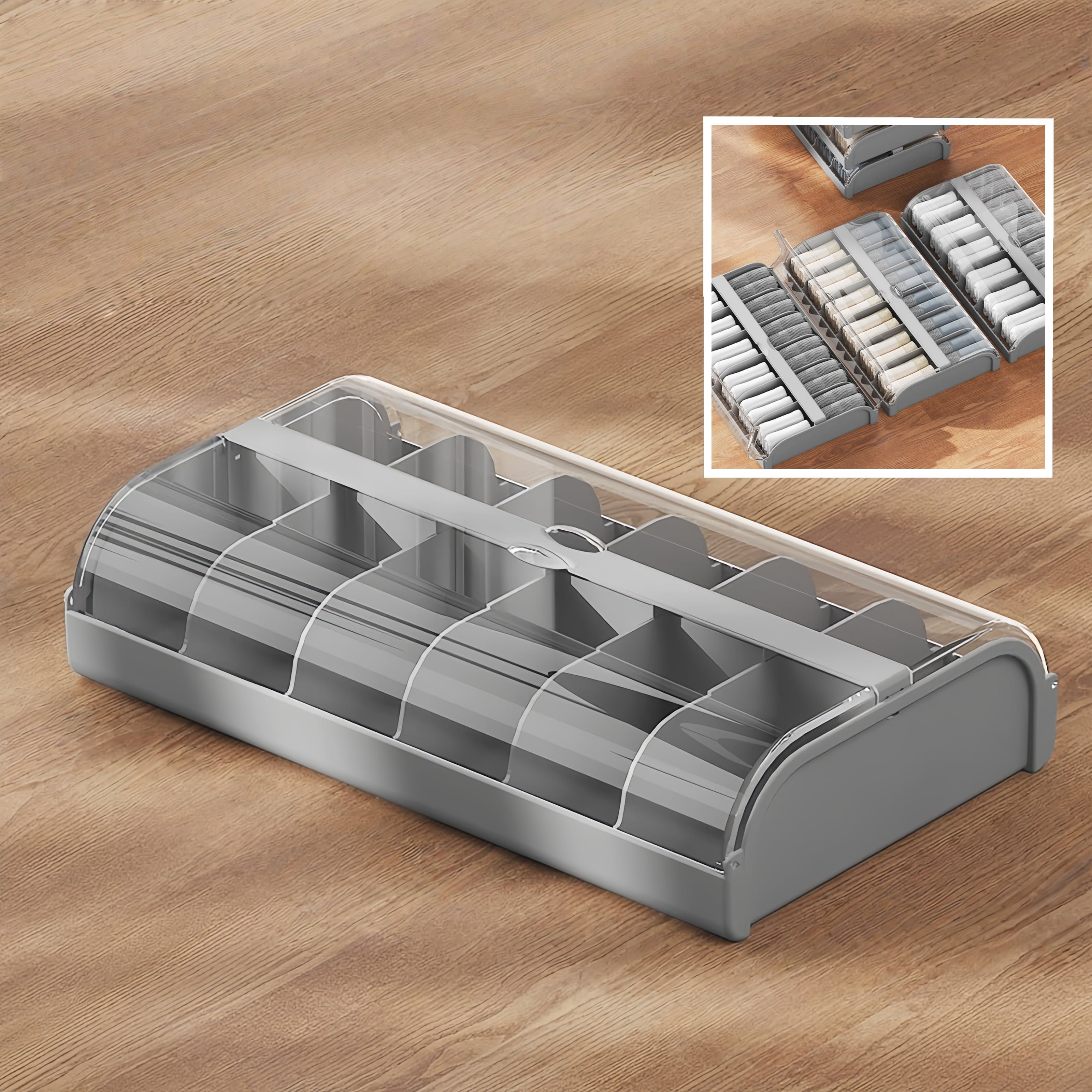 Versatile Sock Organizer Box with Compartments for Neat Storage Solutions