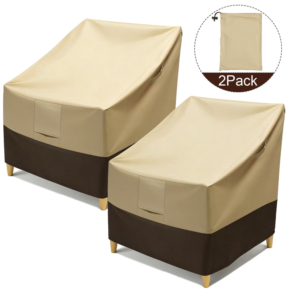 Vorfor 2Pcs Outdoor Furniture Cover, 420D Waterproof Dustproof UV-resistant Patio Adirondack Chair Cover for Rocking Chair, 32"L x 34"D x 36"H, Beige