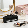 Piano Key Pattern Clear Makeup Brush Bag, Waterproof PVC Cosmetic Organizer Pouch with Faux Leather Trim, Large Capacity Travel Toiletry Bag for Women & Gi-rls, Pink