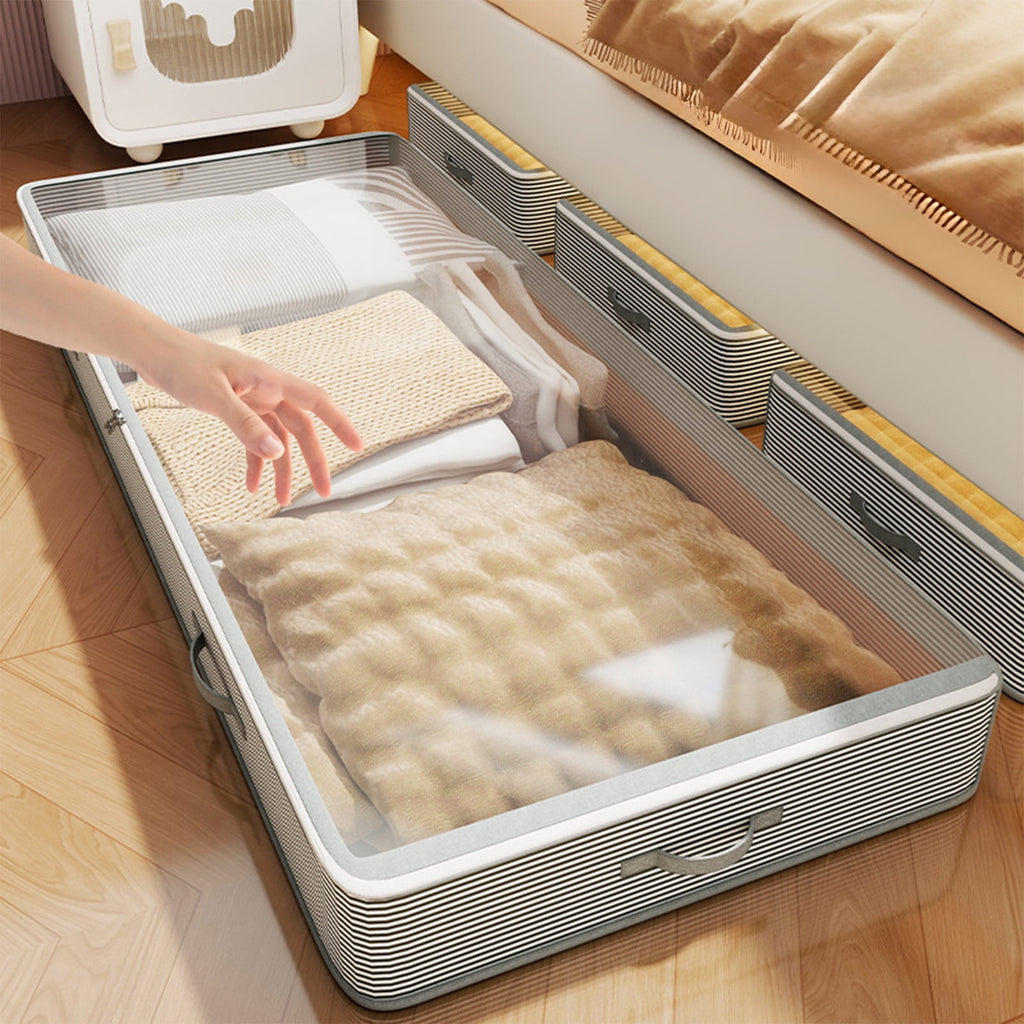 Under Bed Storage Containers with Window, Closet Organizers and Storage Bags, Foldable Underbed Storage Bags for Blankets, Clothing, Comforter, Linen Sheets, Wrapping Paper