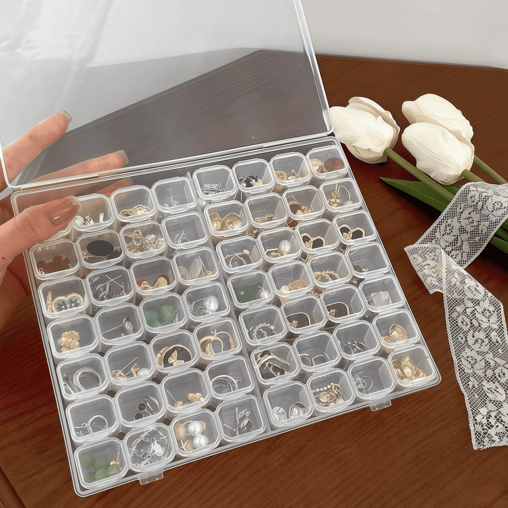 Transparent Storage Small Box, Portable Jewelry Storage Box with 56 Grids anti-oxidation