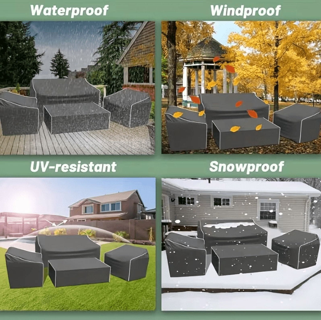 Jinyi Patio Furniture Covers, 4 Piece Outdoor Furniture Covers Waterproof, Heavy Duty Tear-Resistant Patio Chair Covers with Windproof Buckle Strap and Adjustable Drawstring