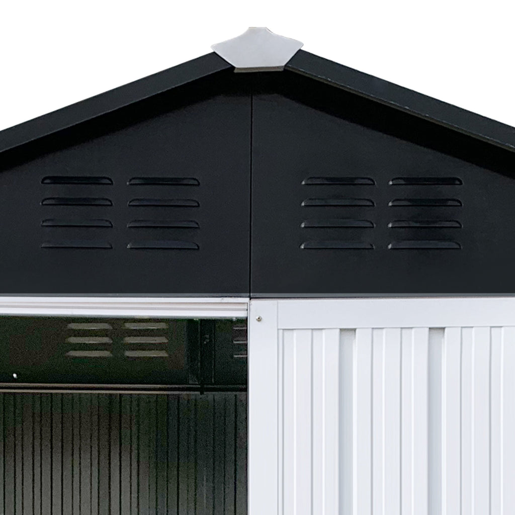 JXXRZ 6x4ft Outdoor Metal Shed, Steel Tool Storage for Backyard & Patio, White&Black