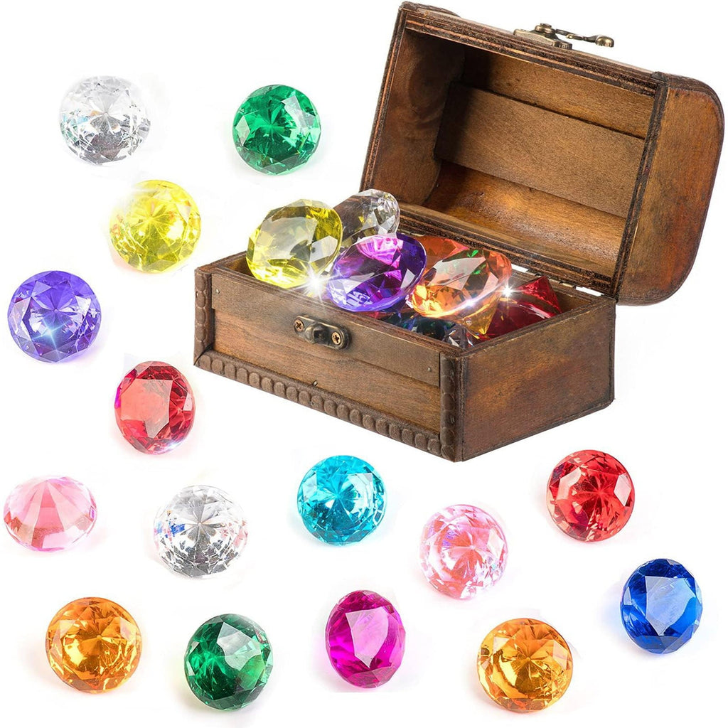 1 Set of 15 Pcs Acrylic Gemstones Kids Gemstone Toys with Pirate Treasure Chest Box