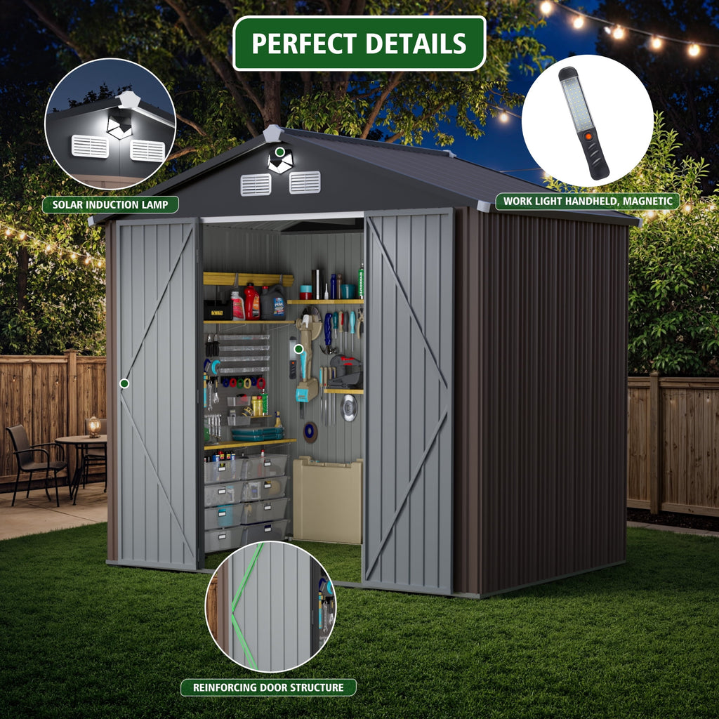 10 ft. W x 8 ft. D Outdoor Metal Tool Storage Shed with Led Light & Air Vents