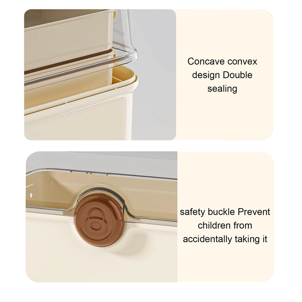 Litrail LargeCapacityFoldableHouseholdFirstAidStorageBox-WaterproofPlasticBeigeMedicalOrganizerwithHandleforHome,Travel&Outdoor