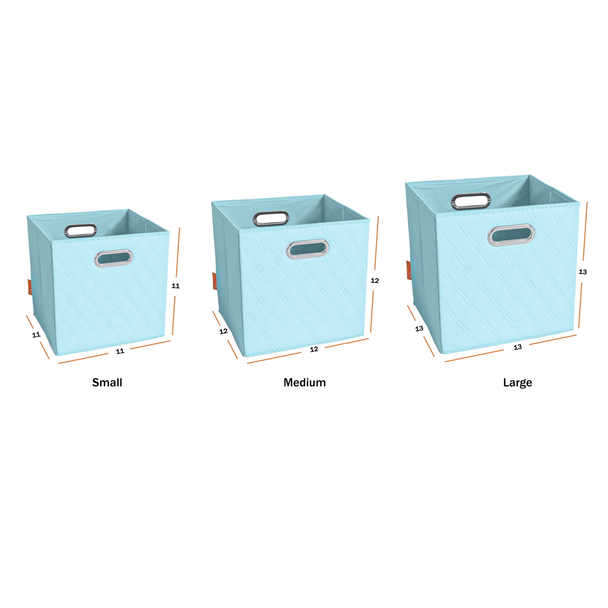 FH Group JIAessentials Set of 2 Collapsible Foldable Diamond Pattern Faux Leather Cube Storage Bins 11 inch w Dual Handles for Shelves, Organizers & More Small