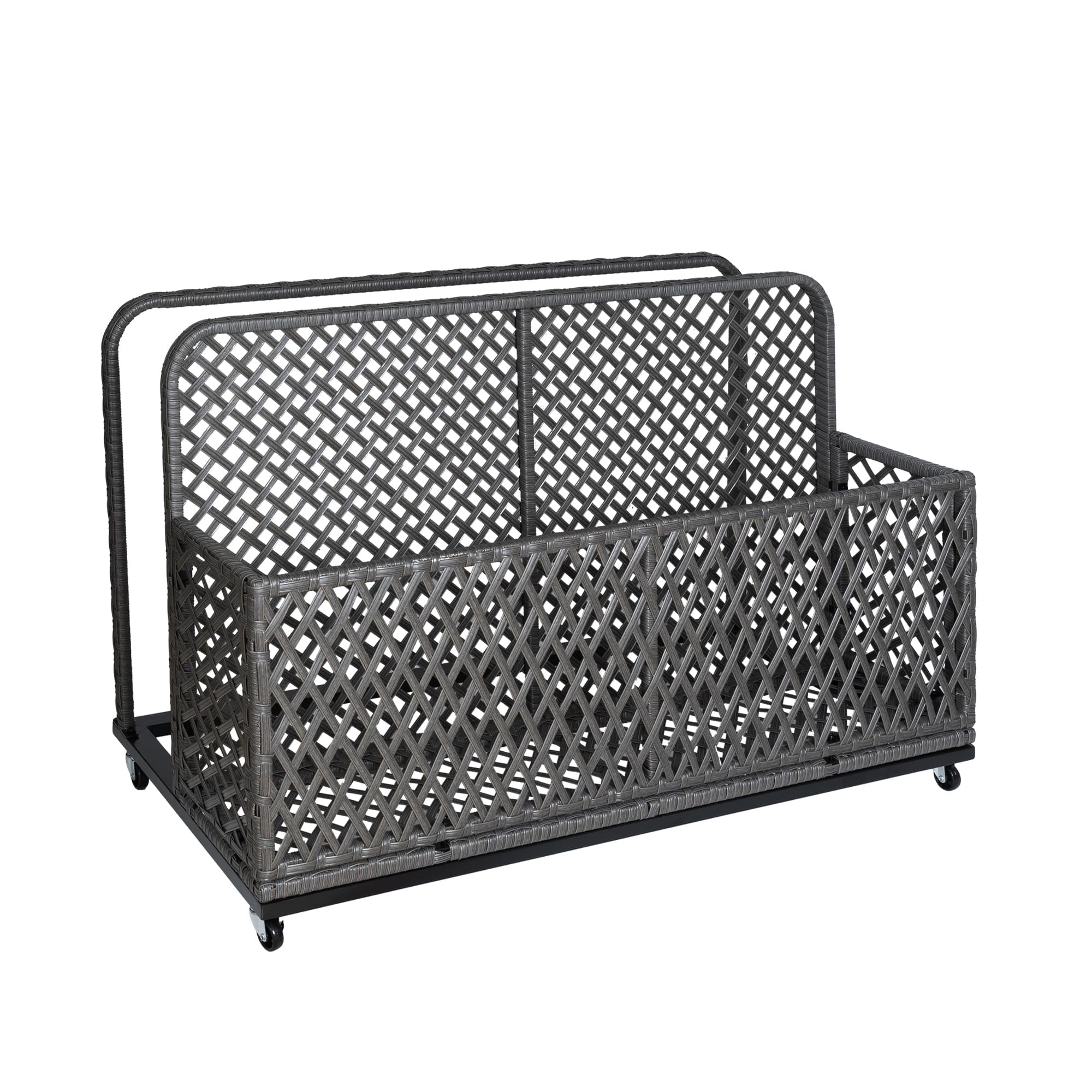 Ataucjin Poolside Float Storage, Outdoor Storage, Patio Basket, Storage Box, PE Rattan Outdoor Pool Caddy with Rolling Wheels for Floaties, Patio, Pool, Beach-Sturdy & Movable, Diamond Gray