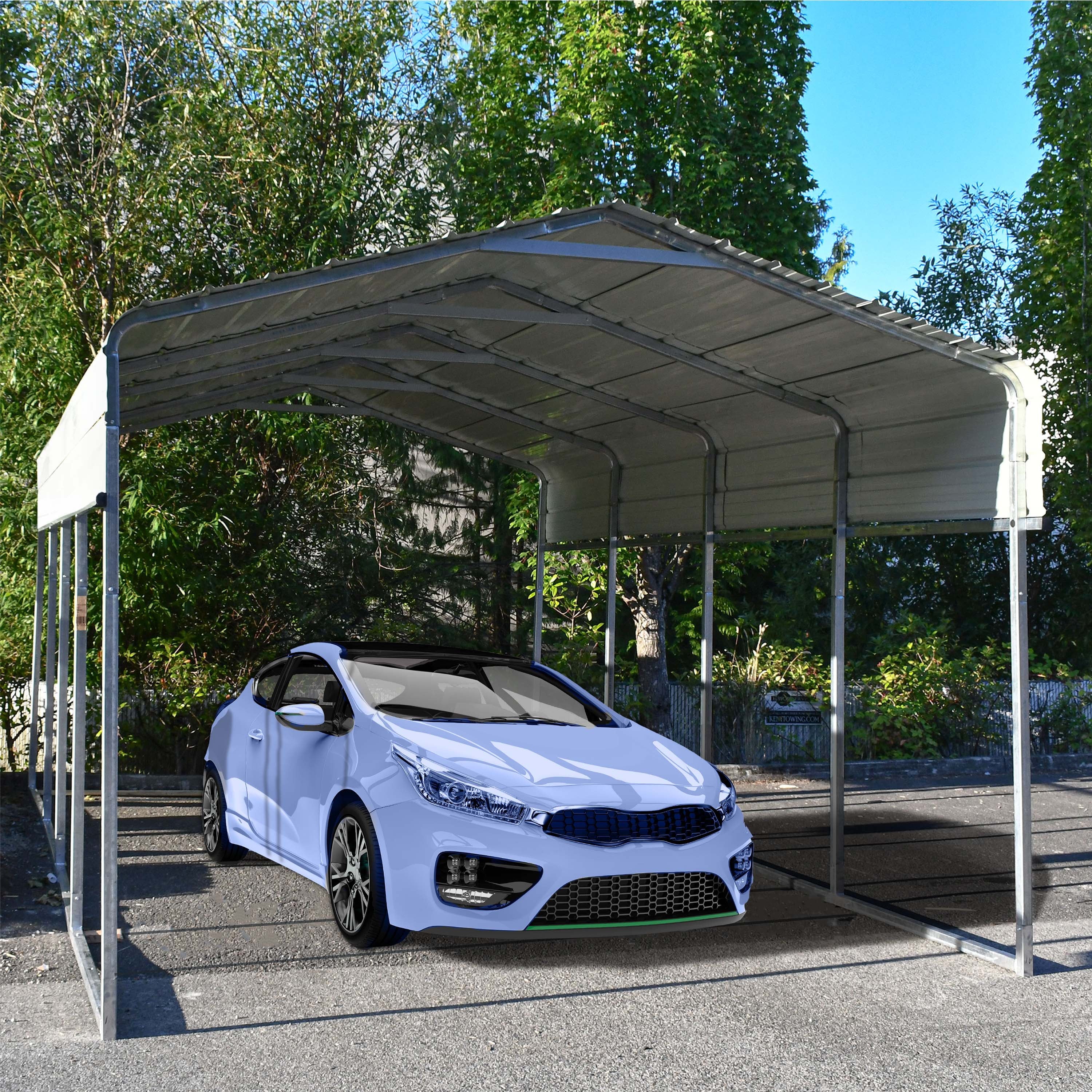 ALEKO Galvanized Steel Carport Canopy Shelter 12W x 30L x 10H ft Grey Color