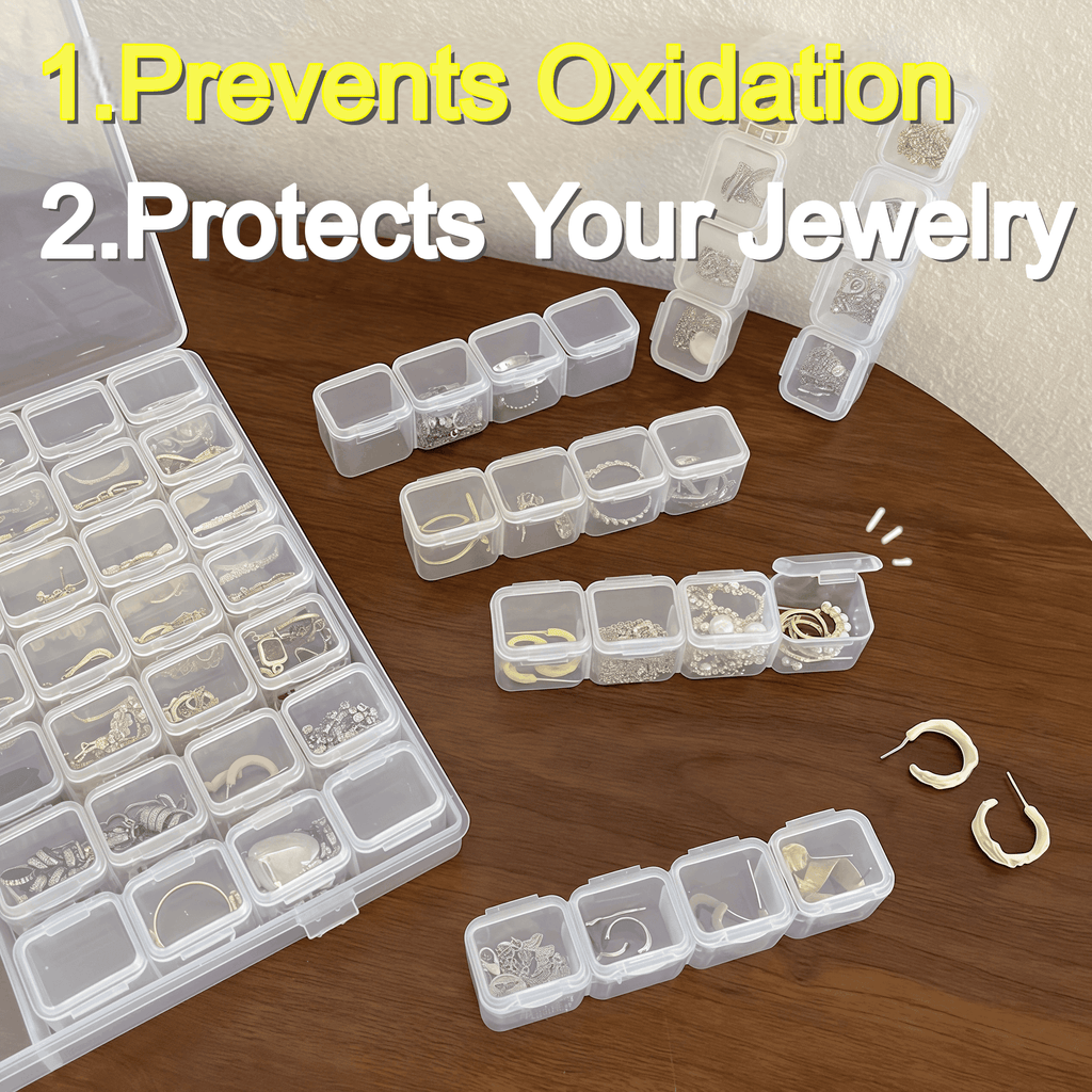 Transparent Storage Small Box, Portable Jewelry Storage Box with 56 Grids anti-oxidation