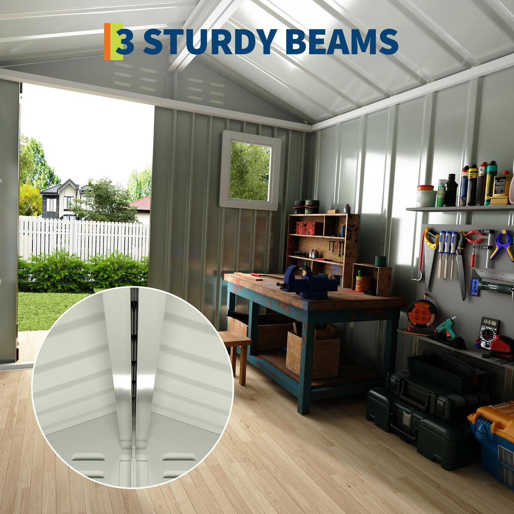 Ataujin 6x4 FT Outdoor Metal Storage Shed with Window, Outdoor Utility Shed with Lockable Door & Air Vent, Large Garden Tool Shed for Backyard, Patio, Lawn