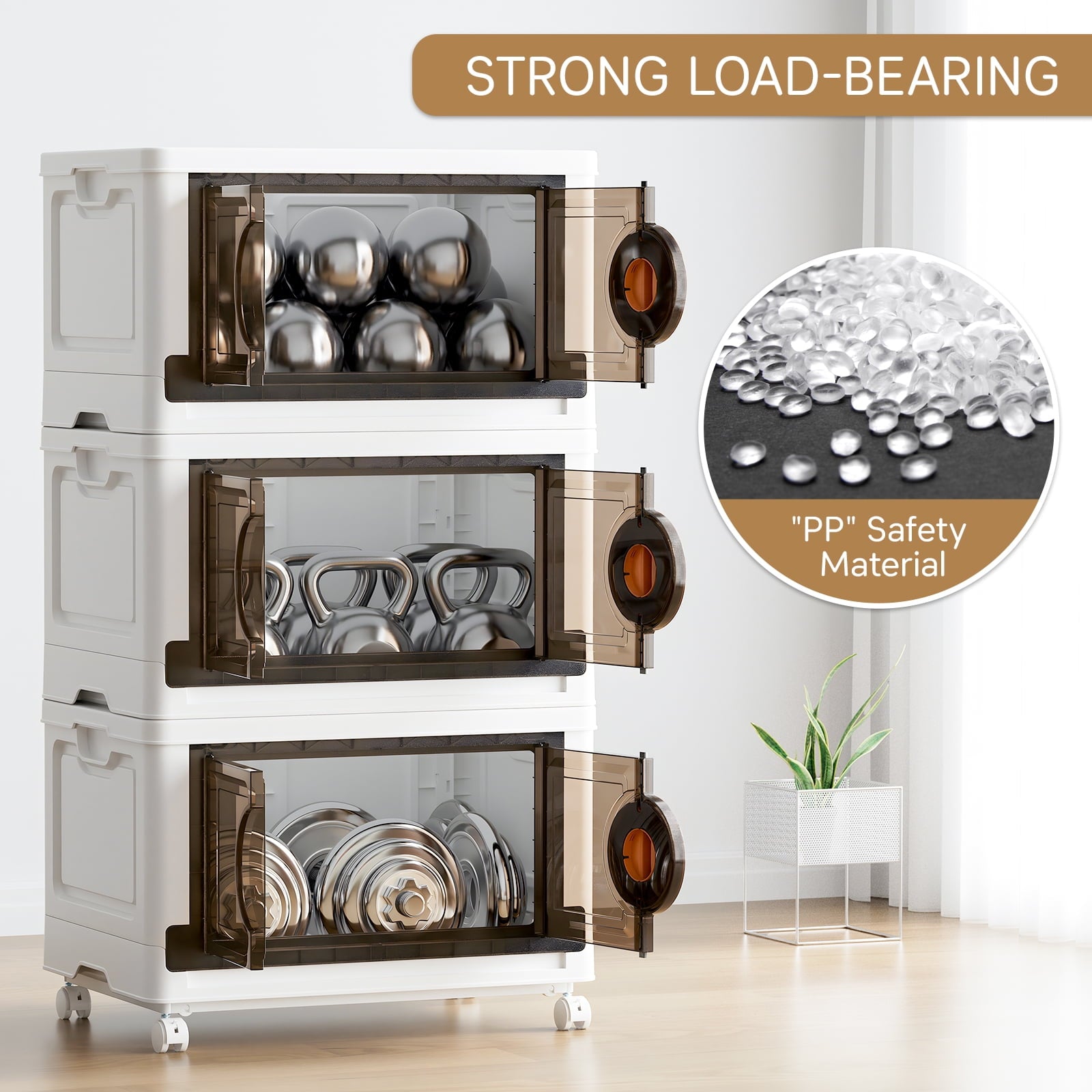 JEKO&JEKO 332Qt, Lockable Stackable Storage Bins with Lids,4 Pack, White