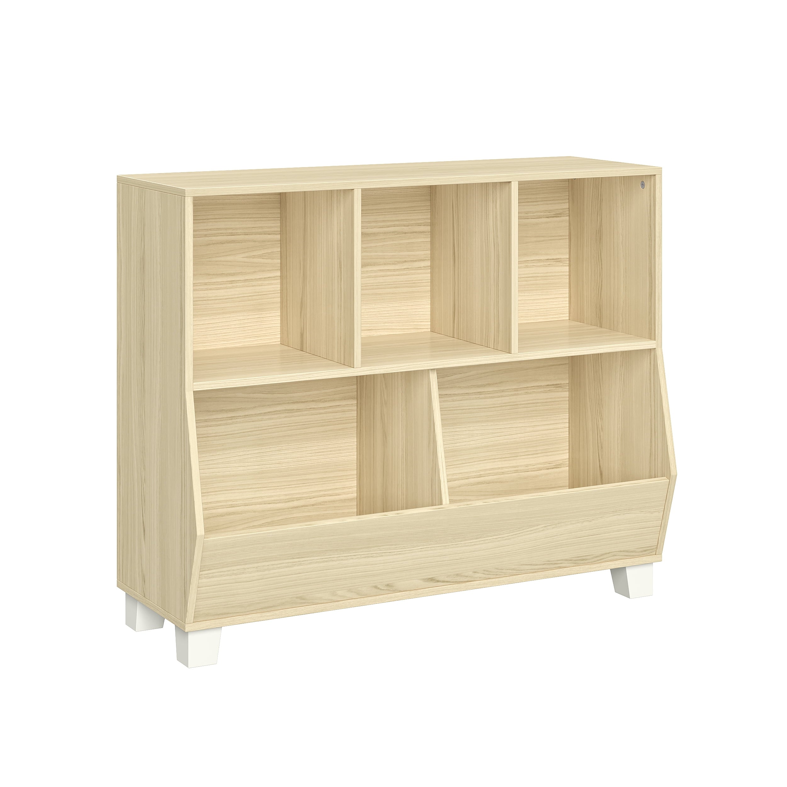 RiverRidge Kids Catch-All 35in Cubby Bookshelf and Toy Storage Organizer - Light Woodgrain