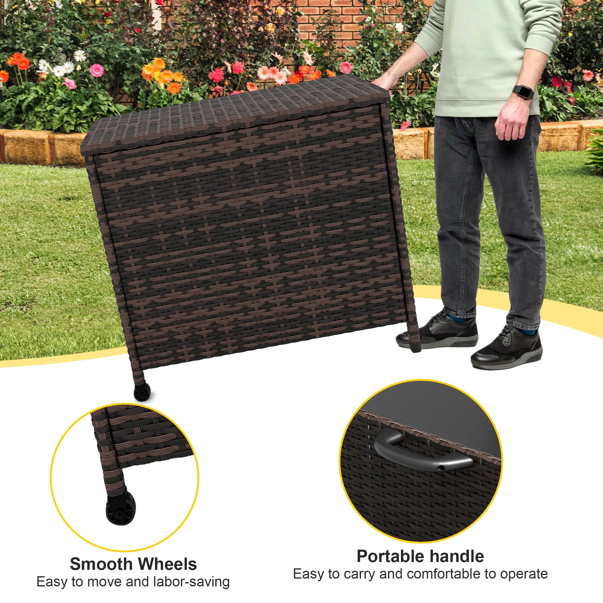 Huloretions Outdoor Patio Storage Box,80 Gallon Deck Box,Waterproof and Weather-resistant,Backyard Storage Bin for Garden Tools,Patio Furniture,Pool Supplies and Cushions