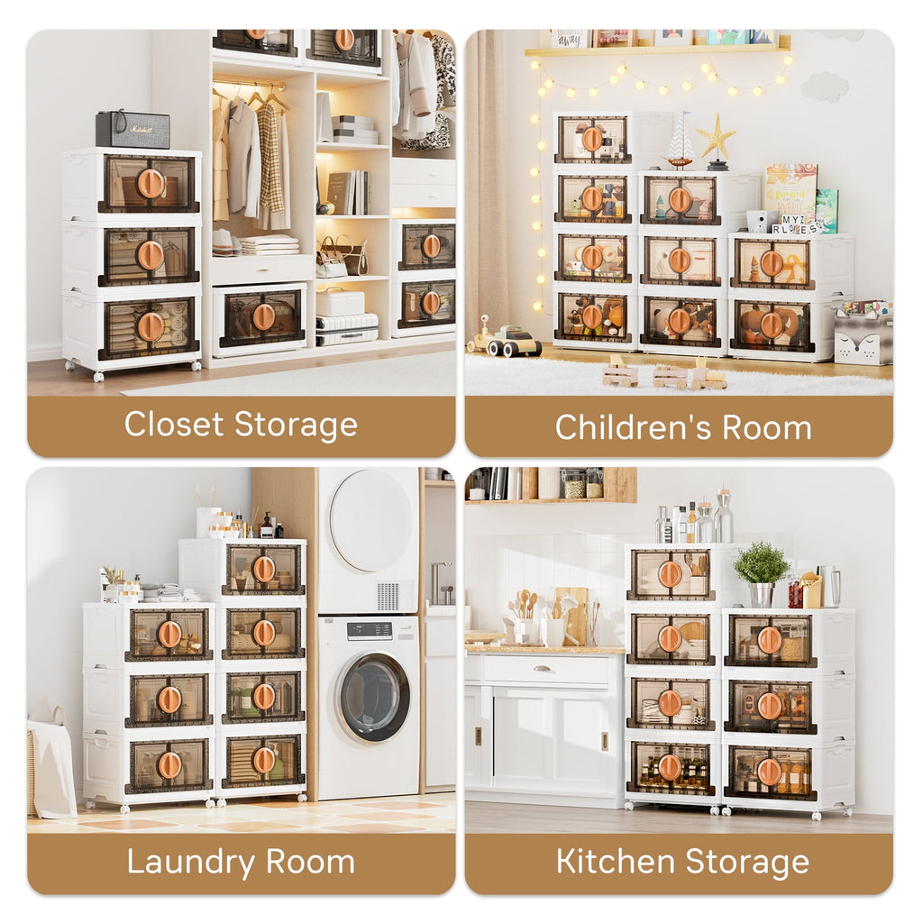JEKO&JEKO 332Qt, Lockable Stackable Storage Bins with Lids,4 Pack, White
