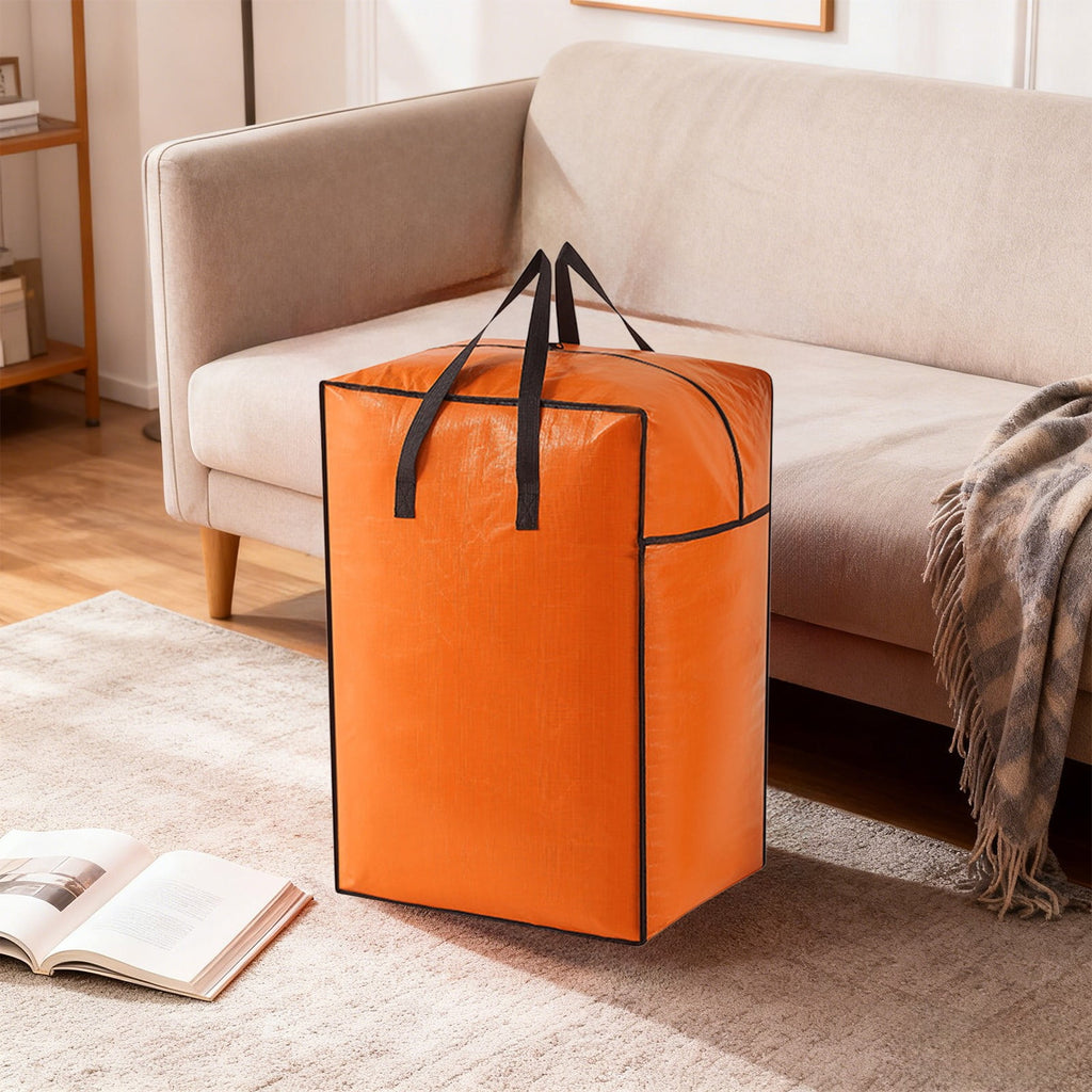 Large Storage Bag for Clothes & Quilts, Collapsible Moving Bin with Handles and Zipper, Non-Woven Fabric Organizer for Home, Dorm, Travel