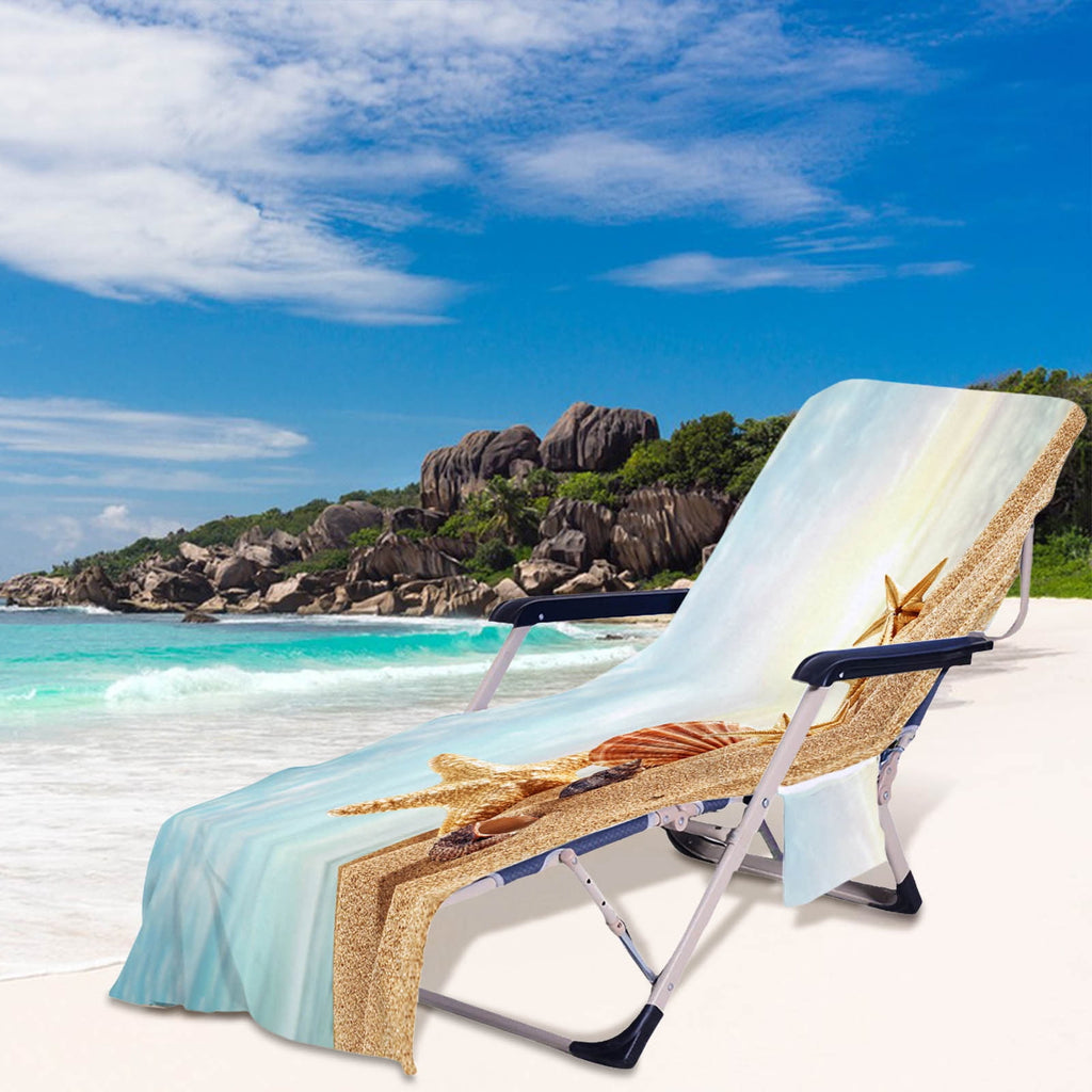 Microfiber Beach Chair Cover Towel Non-Slip Chaise Lounge Chair Cover with Side Pockets Folds into Carry Bag Quick Dry for Pool, Travel & Outdoor