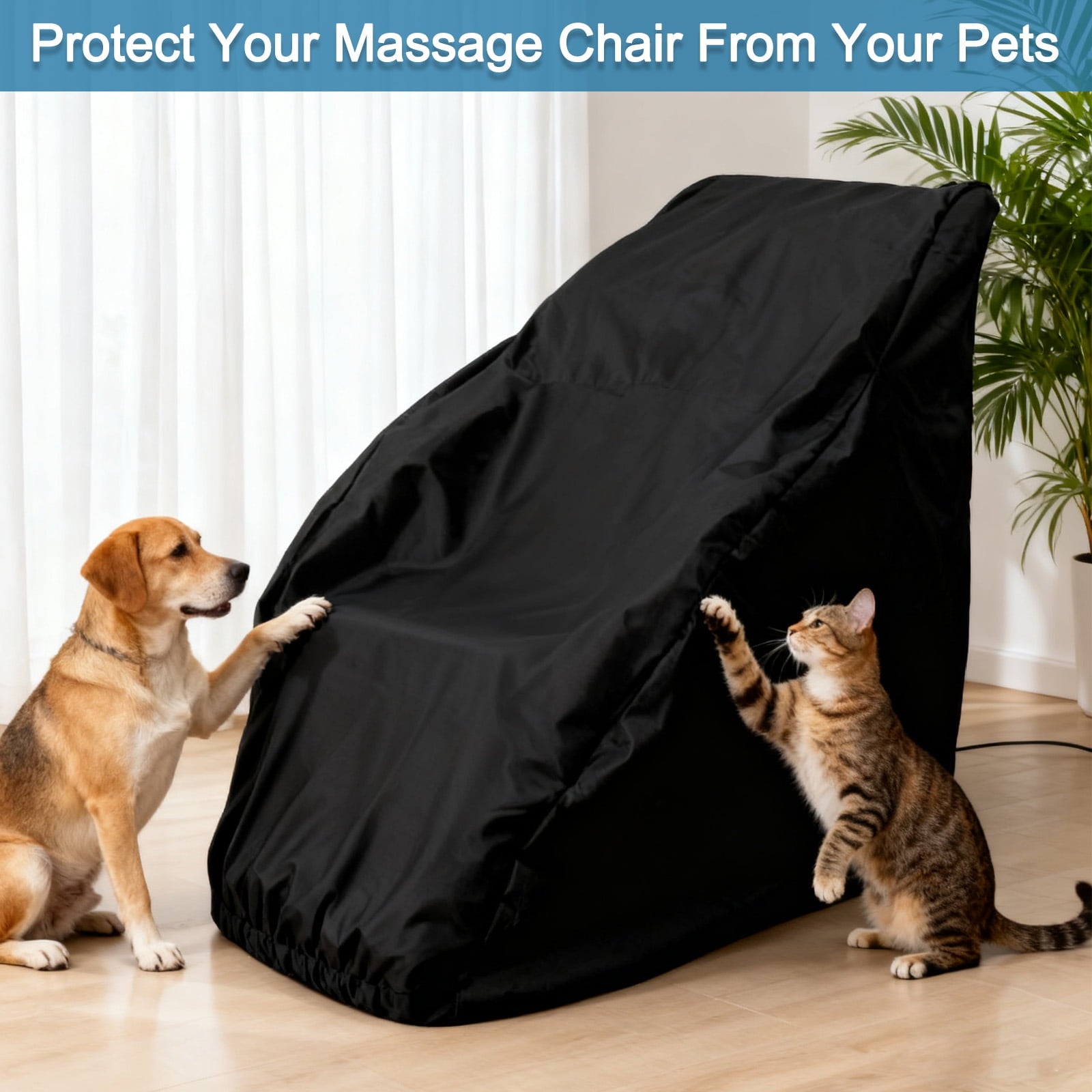Massage Chair Cover, 63"x 39.5"x 55", Massage Recliner Chair Heavy Duty Dustproof Cover, Full Body Zero Gravity Chair Covers with Storage Bag