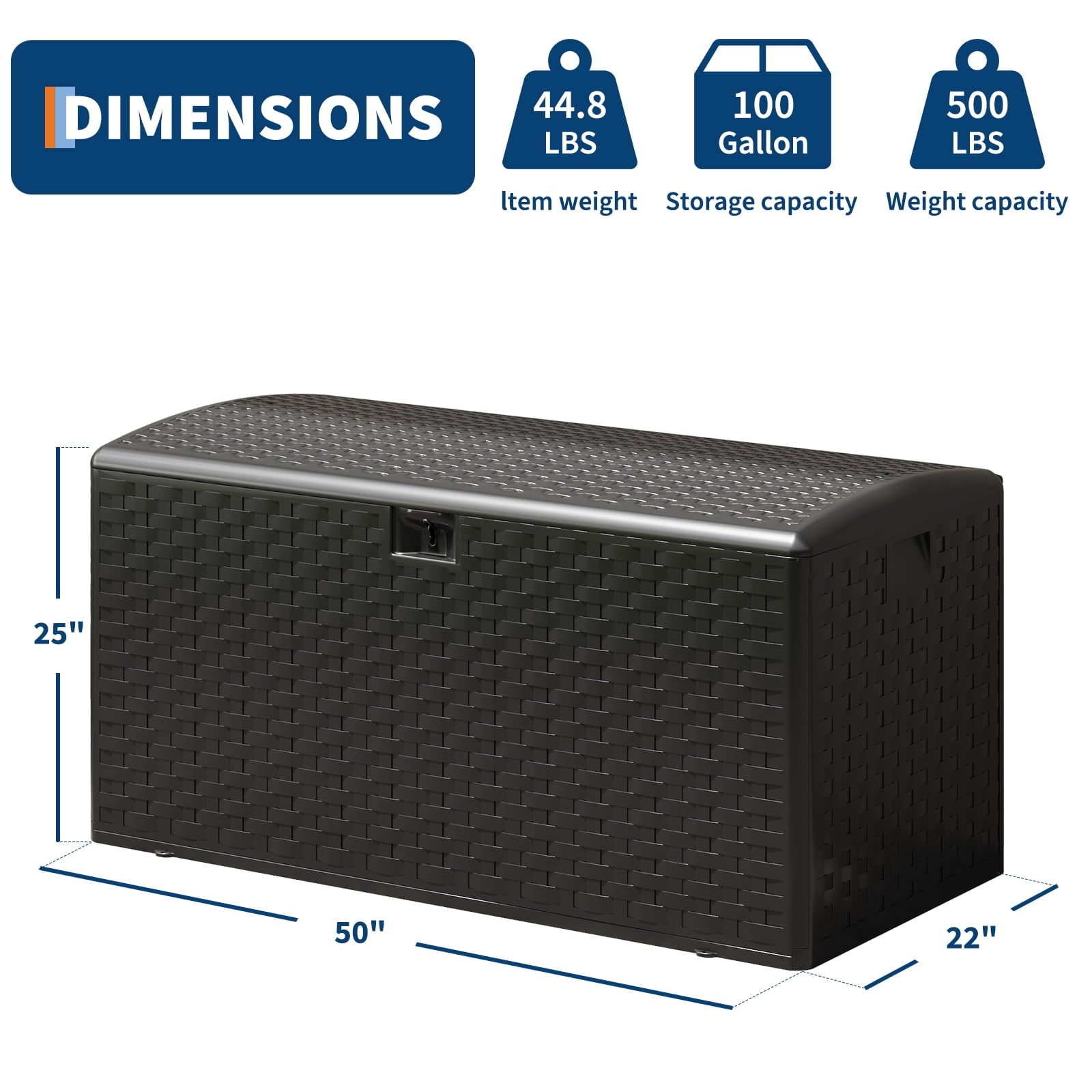 Ataucjin 99 Gal Deck Box, 99 gal Resin Deck Box, Weather-Resistant Outdoor Storage Box with Lid, Lockable Storage Bin with Built-in Handle for Patio Furniture, Pool Accessories, Gardening Tool